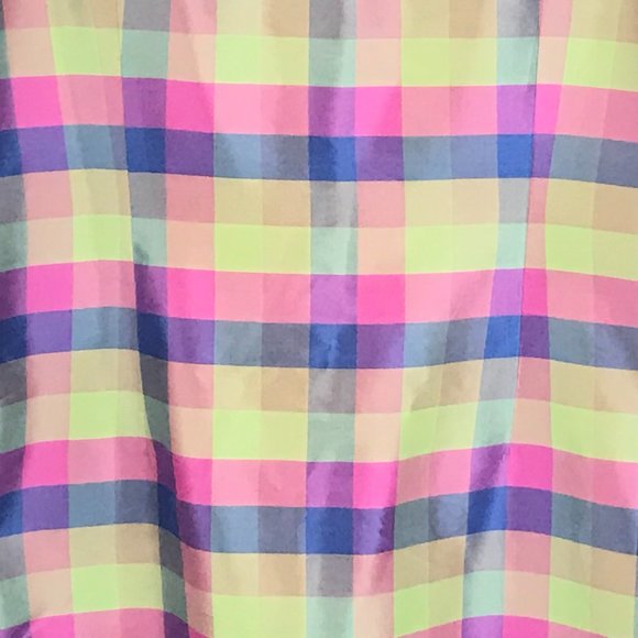 😀 3 for $20 Size 14 Pastel Check Slub Silk Dress - Picture 3 of 4